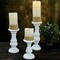 3 White Wooden Pillar Candle Holders Table Centerpieces Set Party Decorations